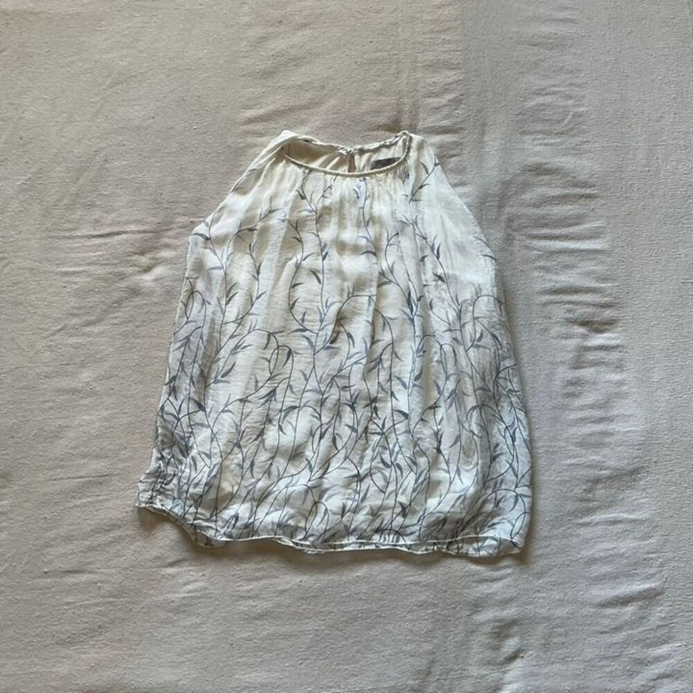 Elena Baldi Leaf Print Silk Blouse Size M